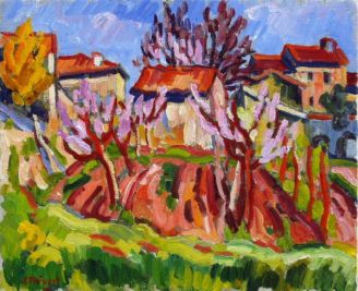 Potager au printemps - HST - 55x46cm