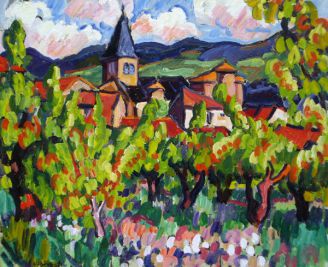 Village d‘Arlebosc en été - HST - 73x60cm